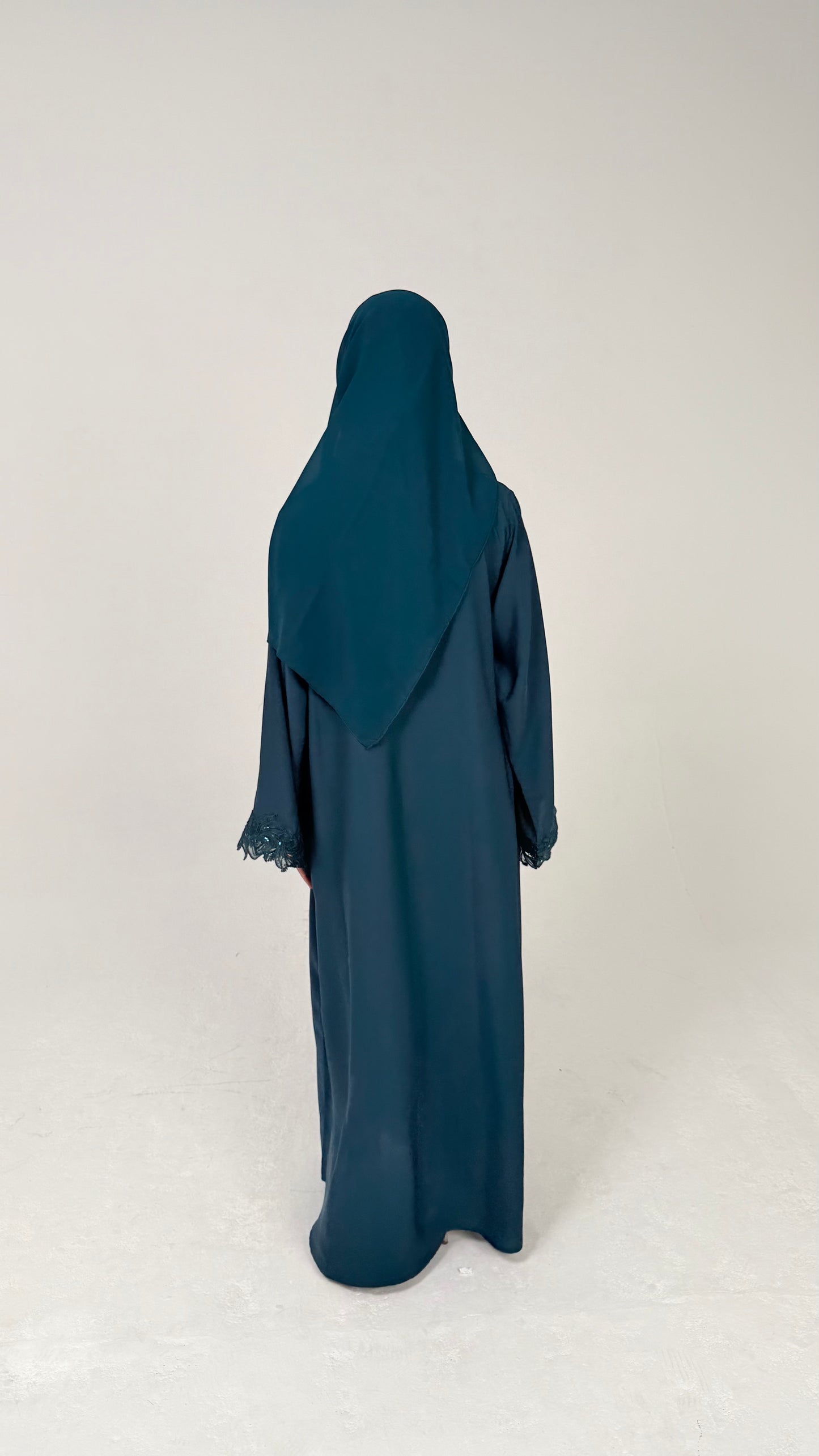 THE TEAL BLUE LACE ABAYA
