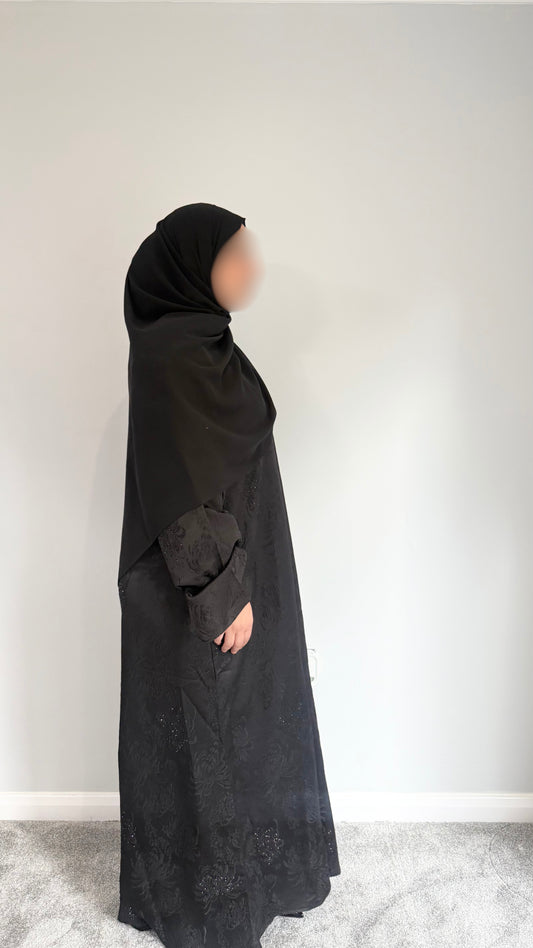 The Midnight Bloom Abaya - Black