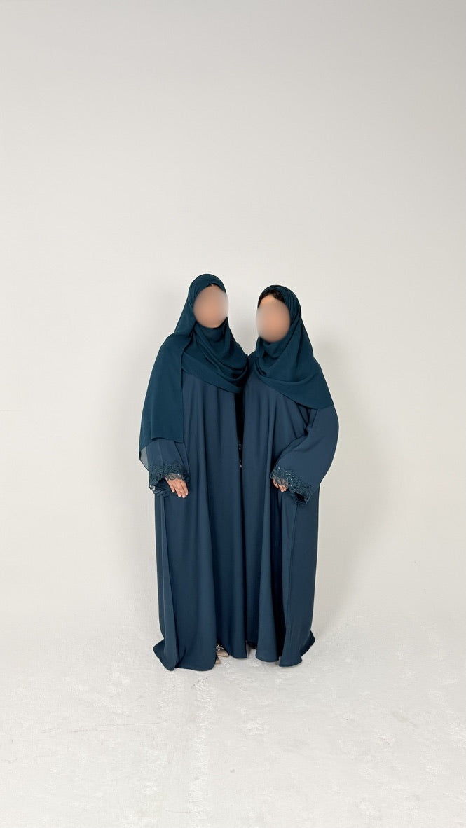 THE TEAL BLUE LACE ABAYA