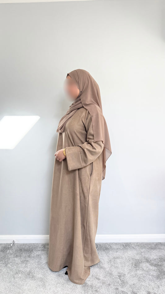 The Suede Abaya - Warm Taupe