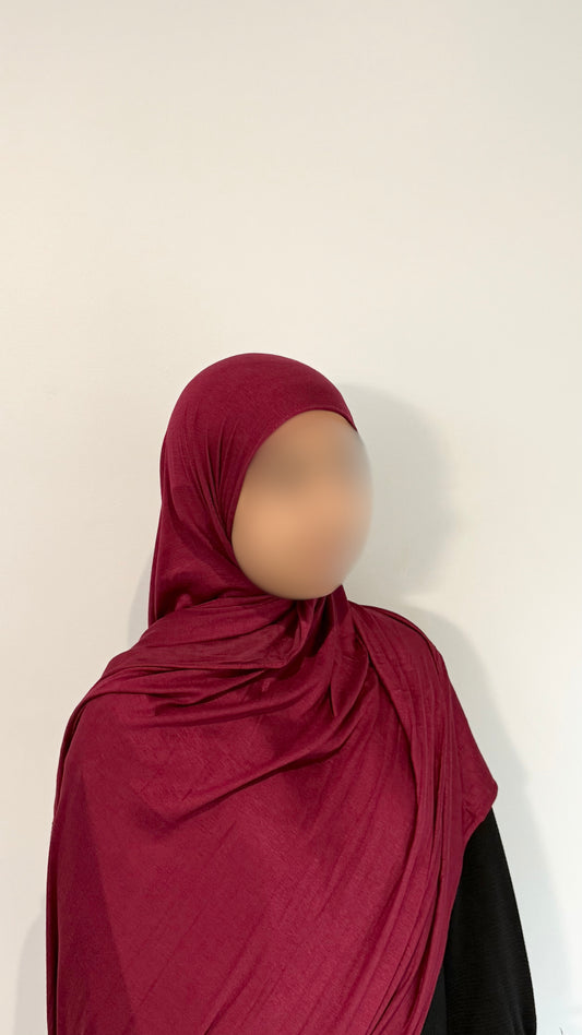 Bamboo Jersey Hijab - Burgundy