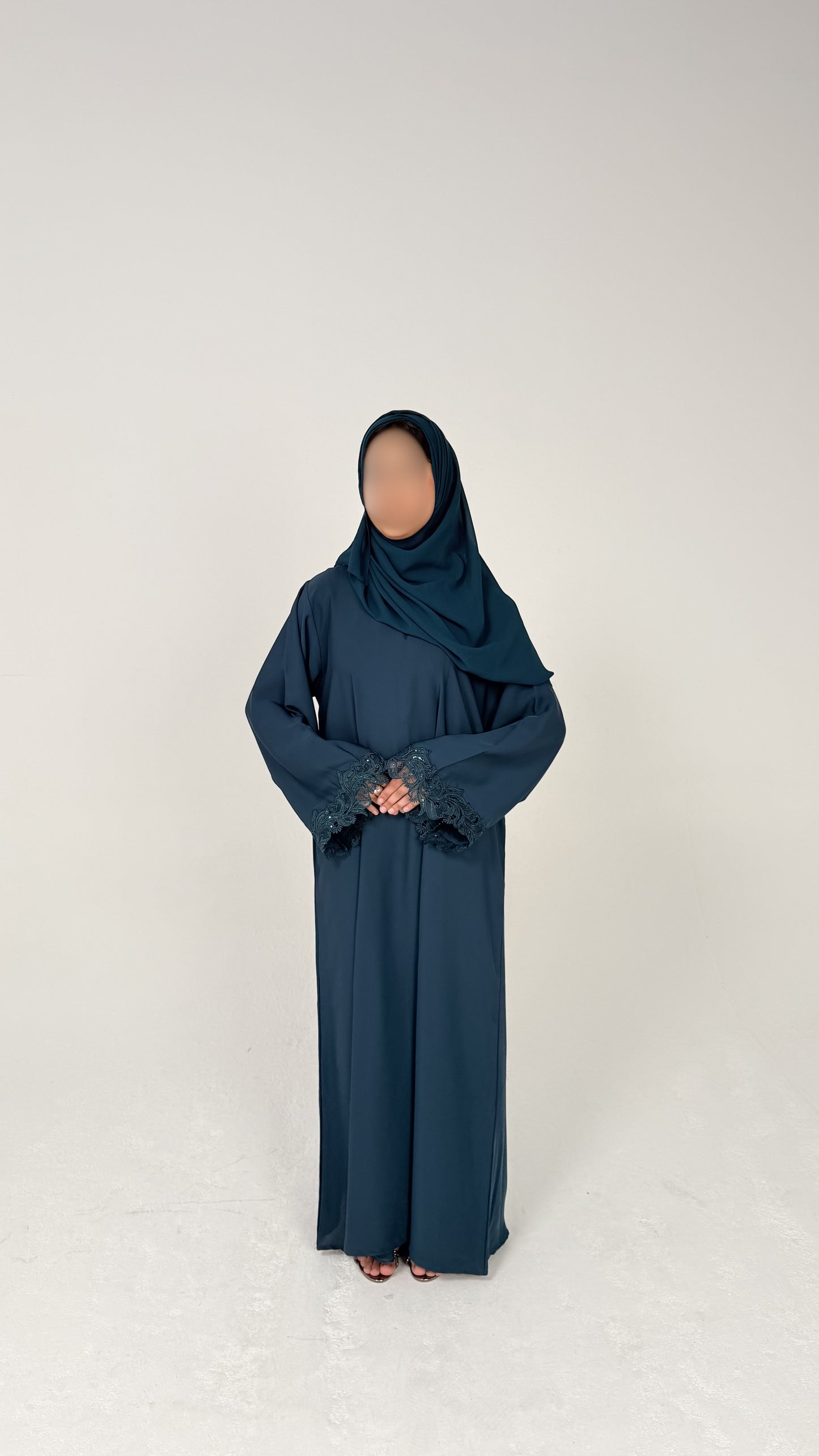 THE TEAL BLUE LACE ABAYA