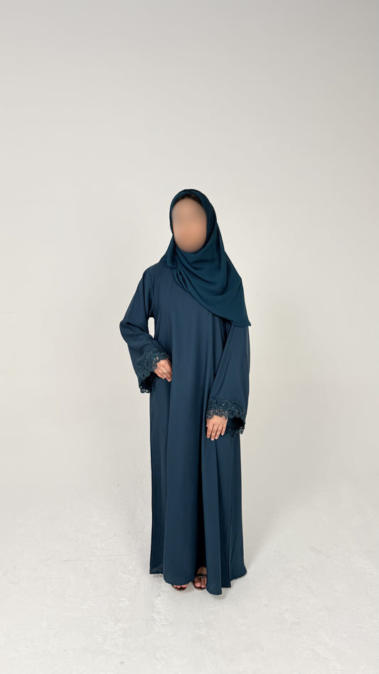 THE TEAL BLUE LACE ABAYA