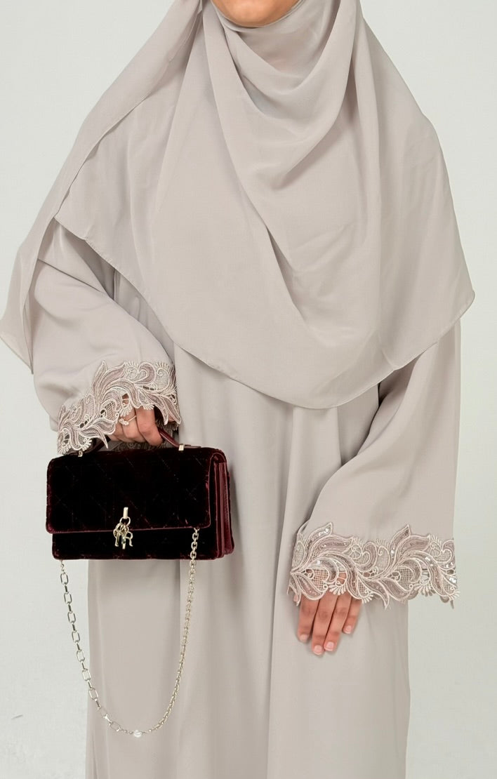 THE ANGELIC OYSTER LACE ABAYA