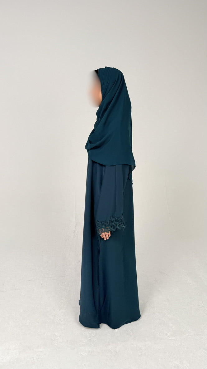 THE TEAL BLUE LACE ABAYA