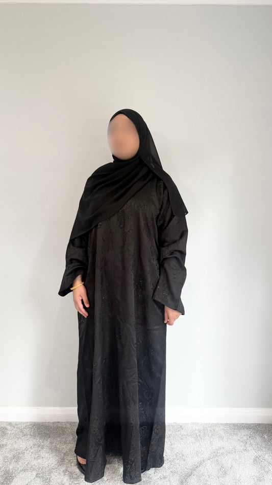 The Midnight Bloom Abaya - Black